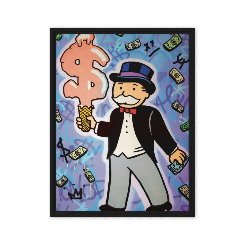 Sweet Success Symphony: Monopoly Man's Dollar Sign Snow Cone - KingKanvas