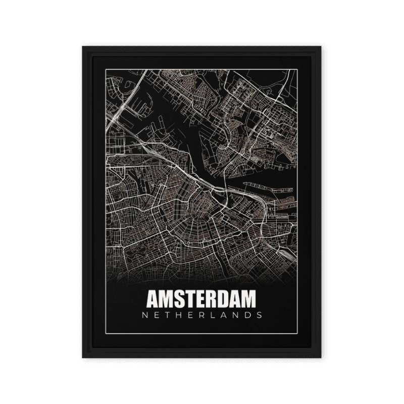 Amsterdam Unveiled: Black & White Map Canvas