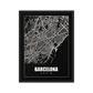 Barcelona Map: Urban Monochrome Framed Wall Art