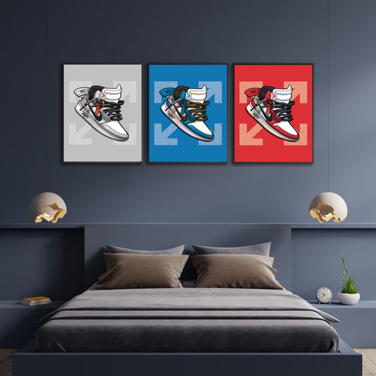 Sneaker Heaven: The Off-White Air Jordan 1 Framed Poster Trio - KingKanvas