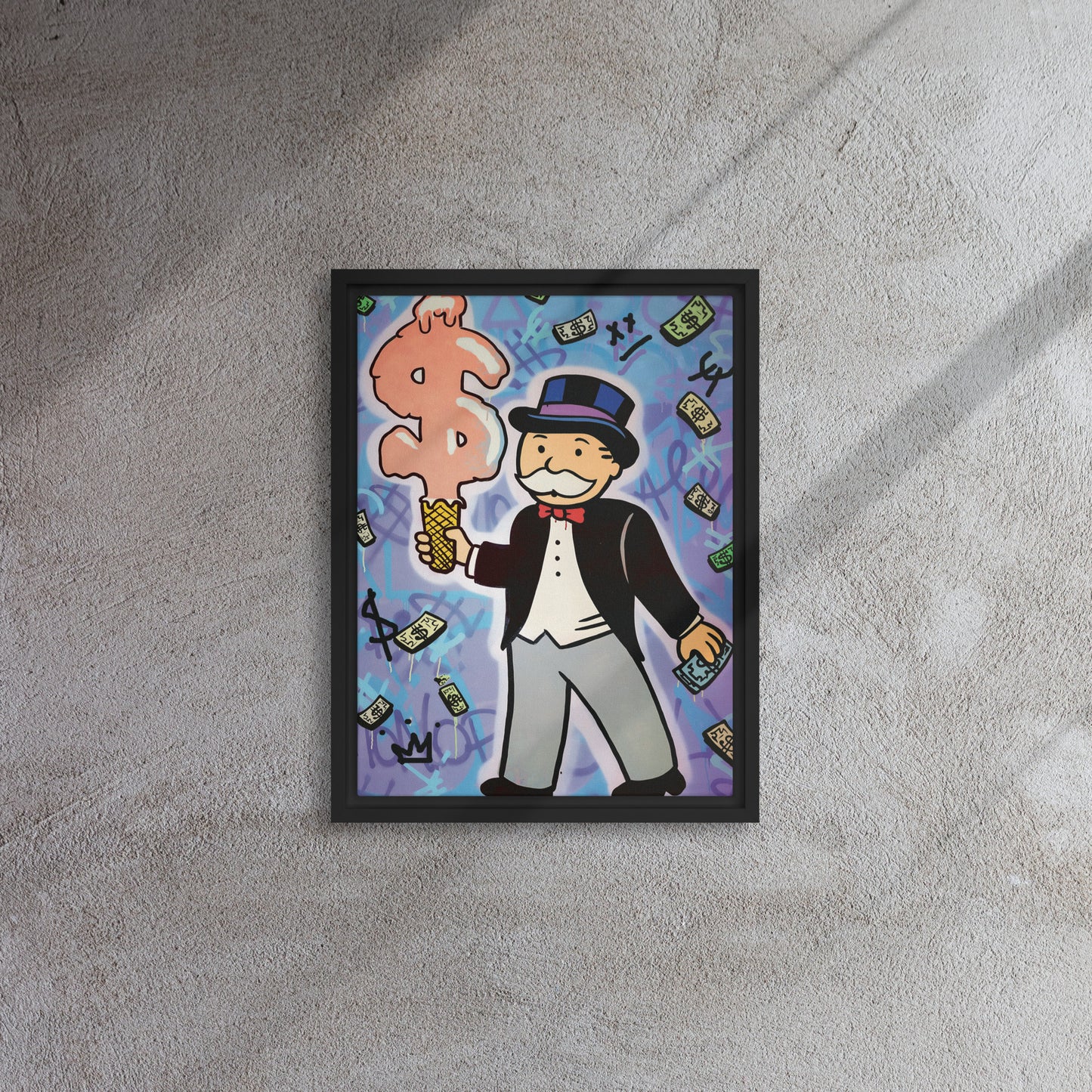 Sweet Success Symphony: Monopoly Man's Dollar Sign Snow Cone - KingKanvas