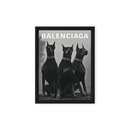 Grandeur in Black: The Balenciaga Great Danes - Premium Framed Canvas