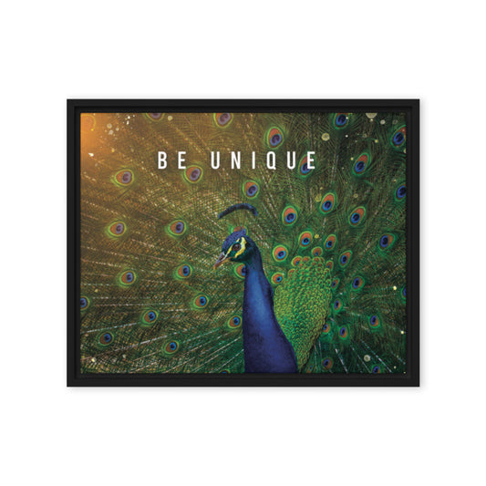 Enchanting Elegance: Be Unique - Nature-Inspired Framed Affirmations Wall Art Canvas - KingKanvas