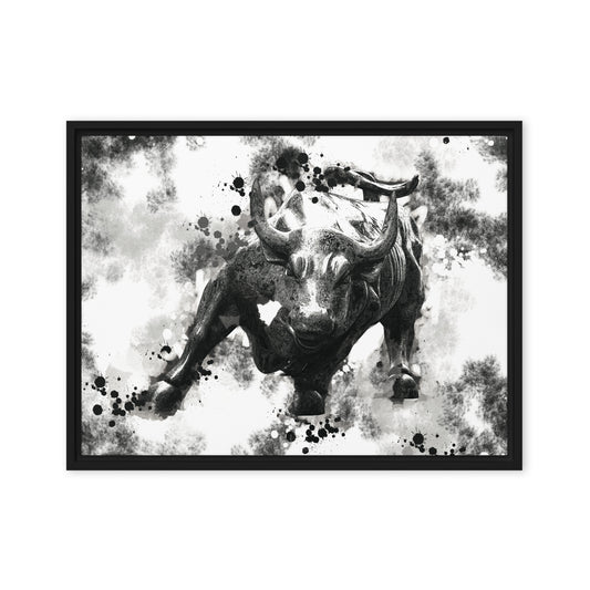 Wall Street's Finest: Majestic Framed Wall Art Canvas of the Bull's Power and Prosperity - KingKanvas