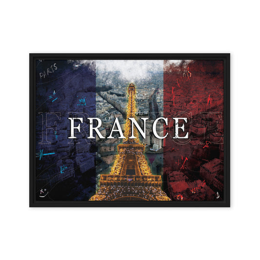 French Splendor: Eiffel Tower in Vibrant Colors - Framed Wall Art Canvas - KingKanvas