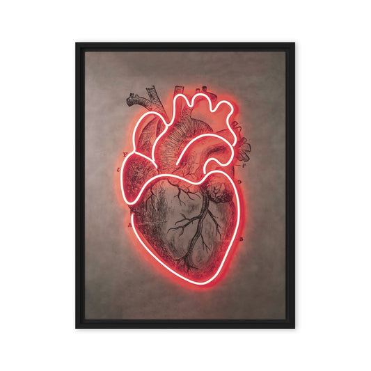 Neon Pulse: Radiant Red Heart in Modern Art