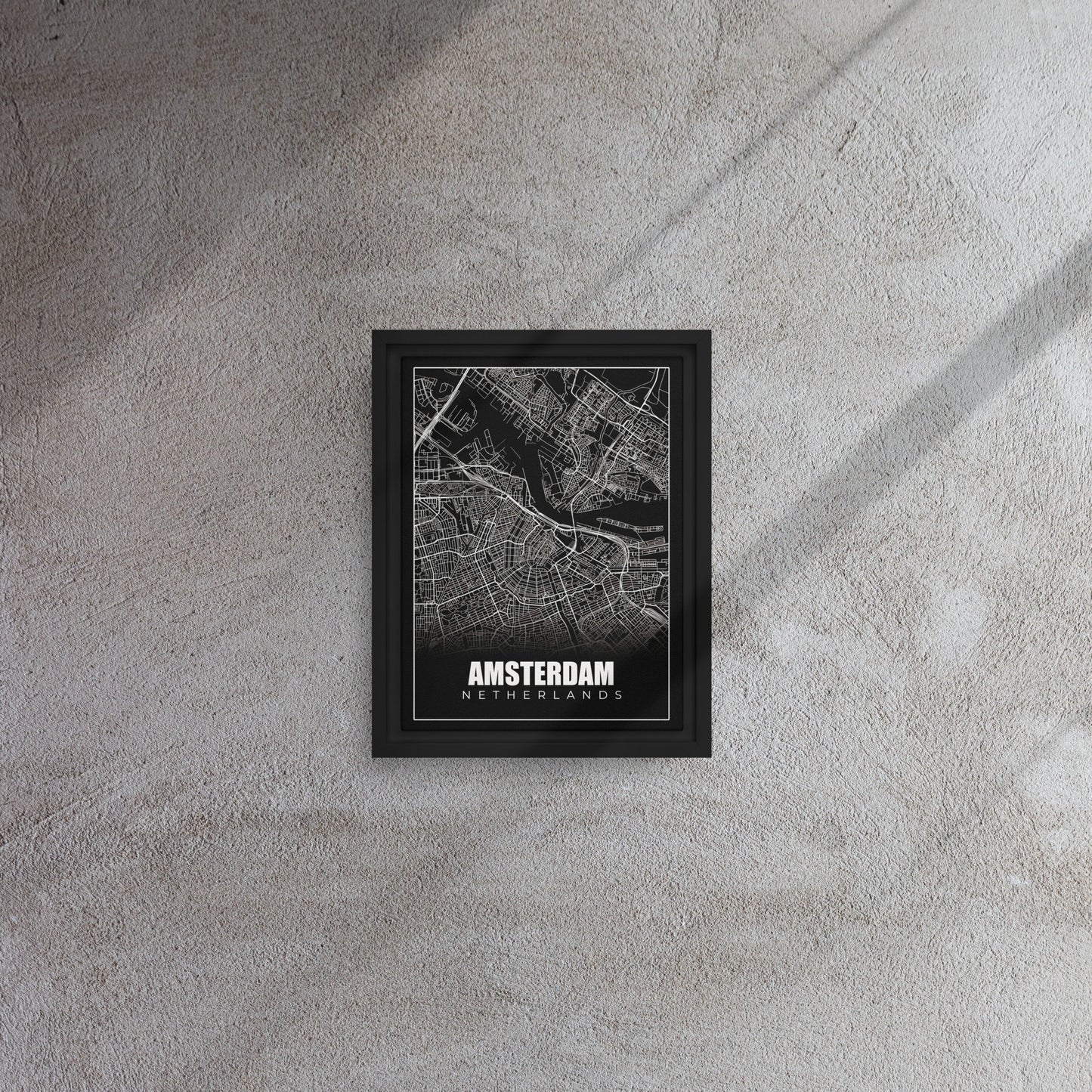 Amsterdam Unveiled: Black & White Map Canvas