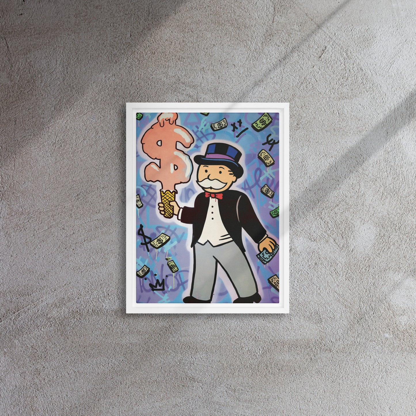 Sweet Success Symphony: Monopoly Man's Dollar Sign Snow Cone - KingKanvas