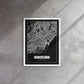 Barcelona Map: Urban Monochrome Framed Wall Art