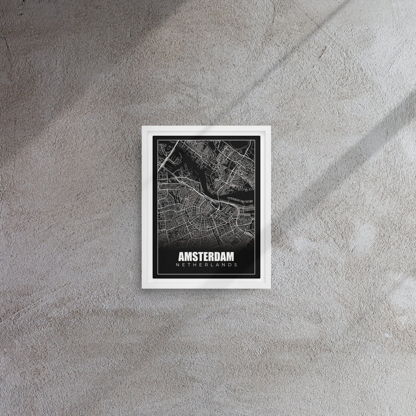 Amsterdam Unveiled: Black & White Map Canvas