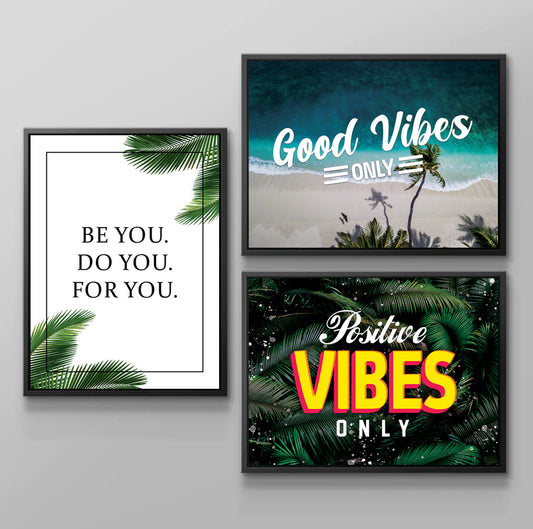 Radiant Vibes Trio: 3-Piece Inspirational Canvas Bundle" - KingKanvas