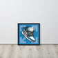 Airborne Elegance: Blue & White Off-White Nike Air Jordan 1 Framed Poster - KingKanvas