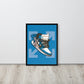 Airborne Elegance: Blue & White Off-White Nike Air Jordan 1 Framed Poster - KingKanvas