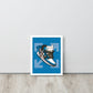 Airborne Elegance: Blue & White Off-White Nike Air Jordan 1 Framed Poster - KingKanvas