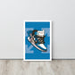 Airborne Elegance: Blue & White Off-White Nike Air Jordan 1 Framed Poster - KingKanvas