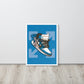 Airborne Elegance: Blue & White Off-White Nike Air Jordan 1 Framed Poster - KingKanvas