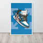 Airborne Elegance: Blue & White Off-White Nike Air Jordan 1 Framed Poster - KingKanvas