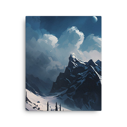 Blue Serenity Peaks: Majestic Mountain Canvas