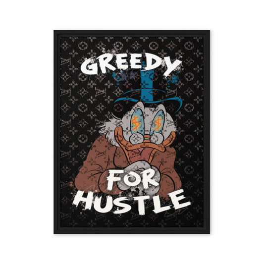 Hustlers Edition Scrooge McDuck on Louis Vuitton Background - Greedy for the Hustle! Framed Luxury Wall Canvas - KingKanvas