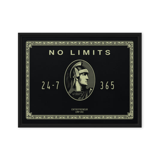 No Limits" Black American Express Card Framed Wall Canvas - Hustlers Edition - KingKanvas