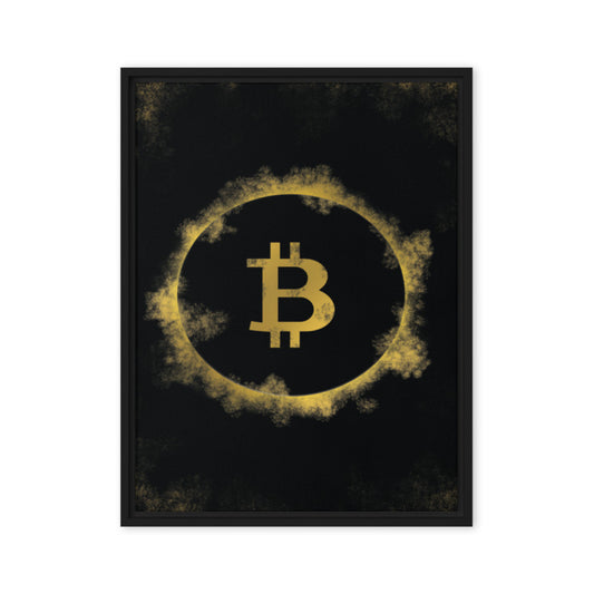 Framed Black & Gold Bitcoin Wall Art Canvas - KingKanvas