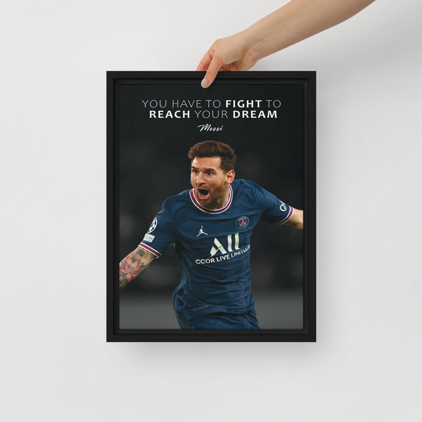 Authentic Lionel Messi Canvas Art Print - Fight to Reach Your Dream - Wall Decor - KingKanvas