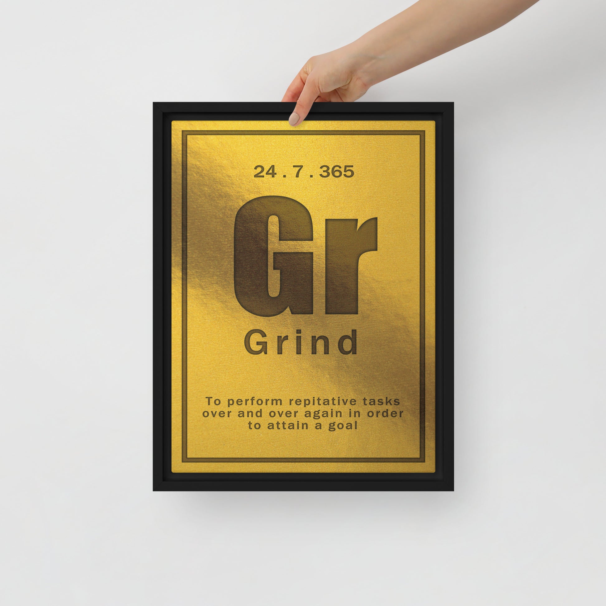 "Grind" Gold Framed Motivational Wall Canvas Art Home Decor - Hard Work Inspiration Quote - KingKanvas