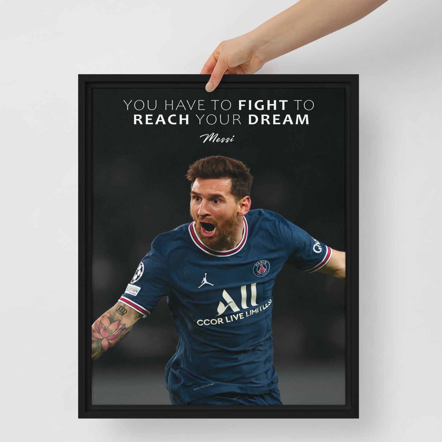 Authentic Lionel Messi Canvas Art Print - Fight to Reach Your Dream - Wall Decor - KingKanvas