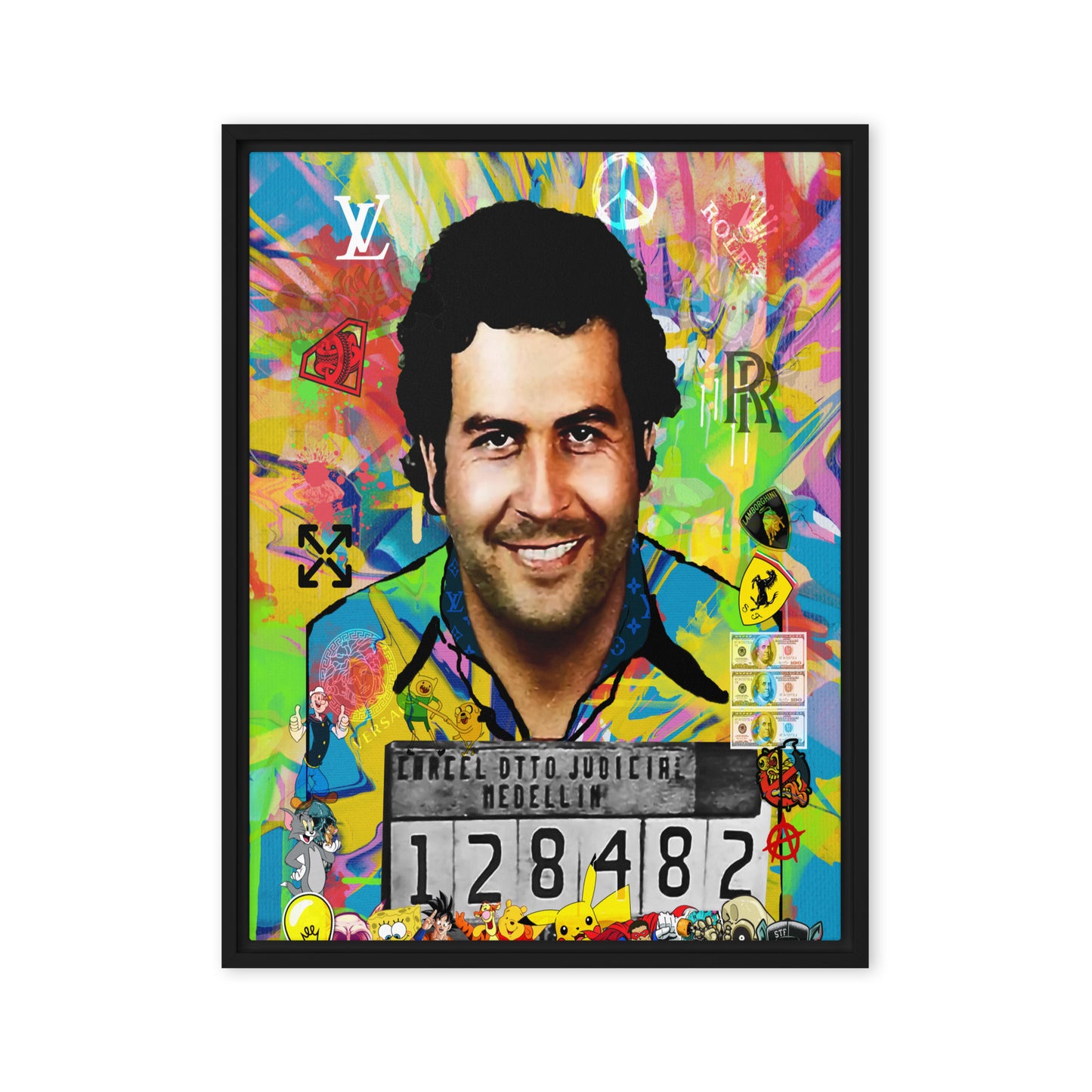 Framed Pablo Escobar Wall Canvas I Legendary Colombian Drug Lord | 24×36 Print Artwork - KingKanvas