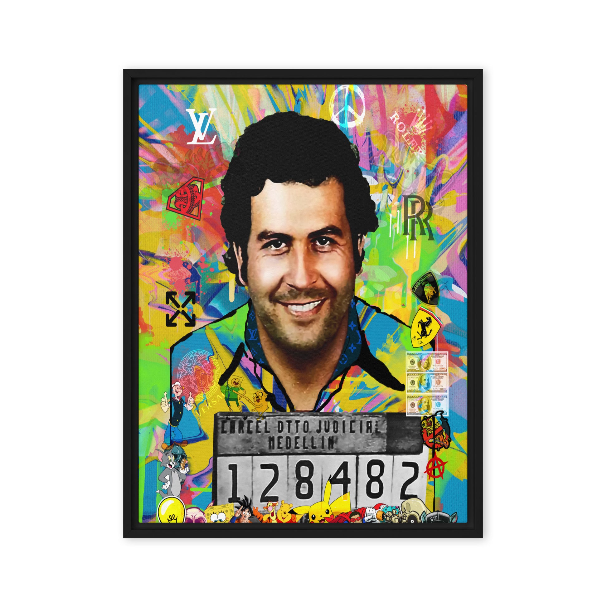 Framed Pablo Escobar Wall Canvas I Legendary Colombian Drug Lord | 24×36 Print Artwork - KingKanvas