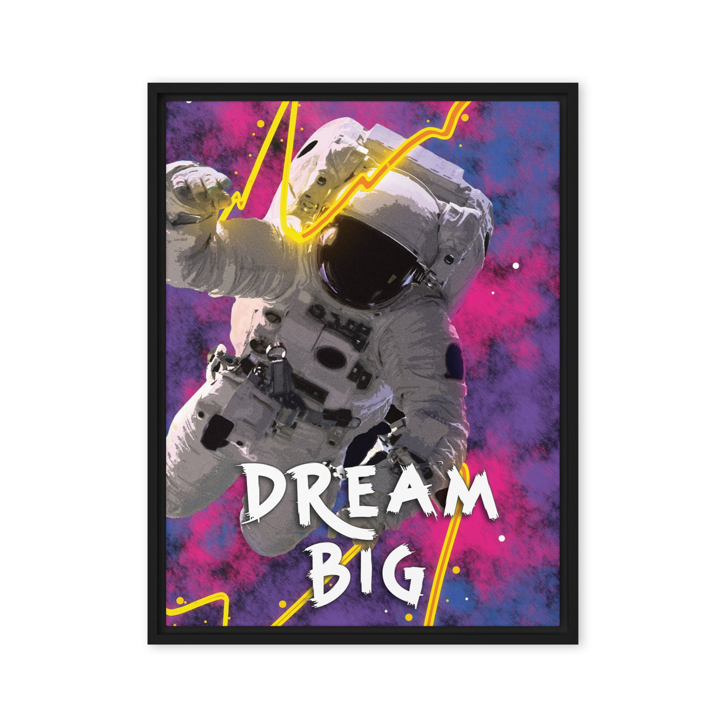 Motivational Framed Wall Canvas - Dream Big - Astronaut in Space - KingKanvas