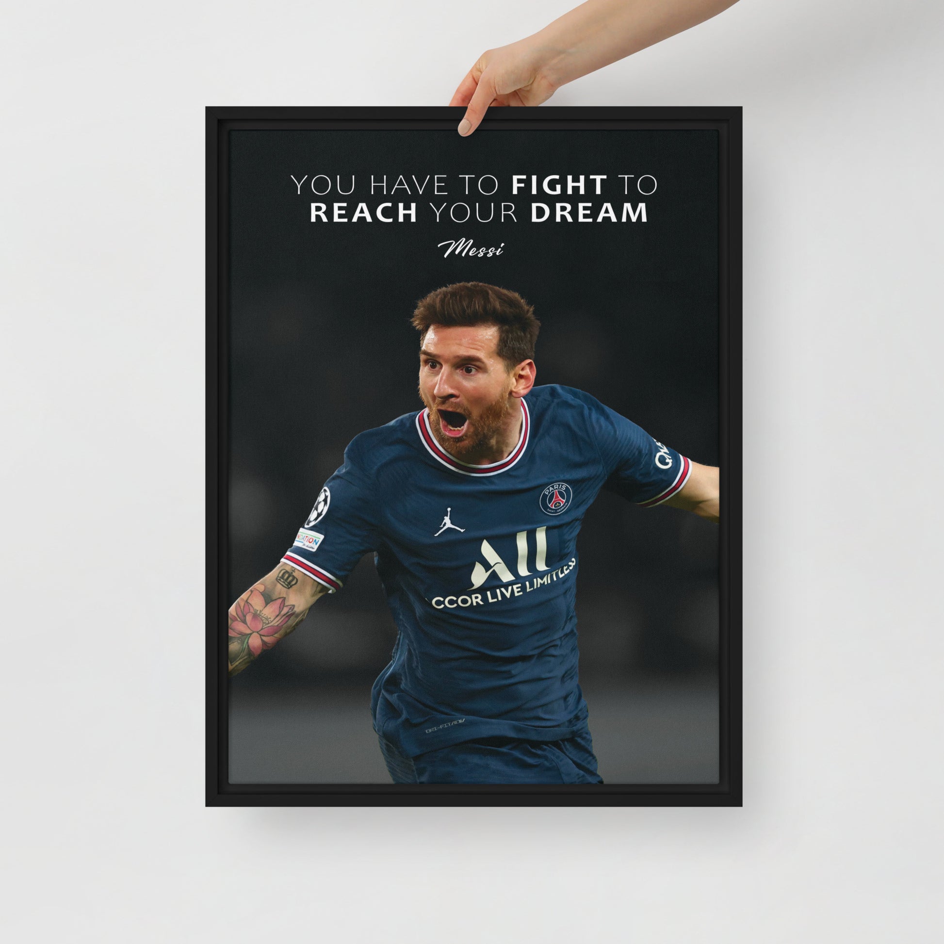 Authentic Lionel Messi Canvas Art Print - Fight to Reach Your Dream - Wall Decor - KingKanvas