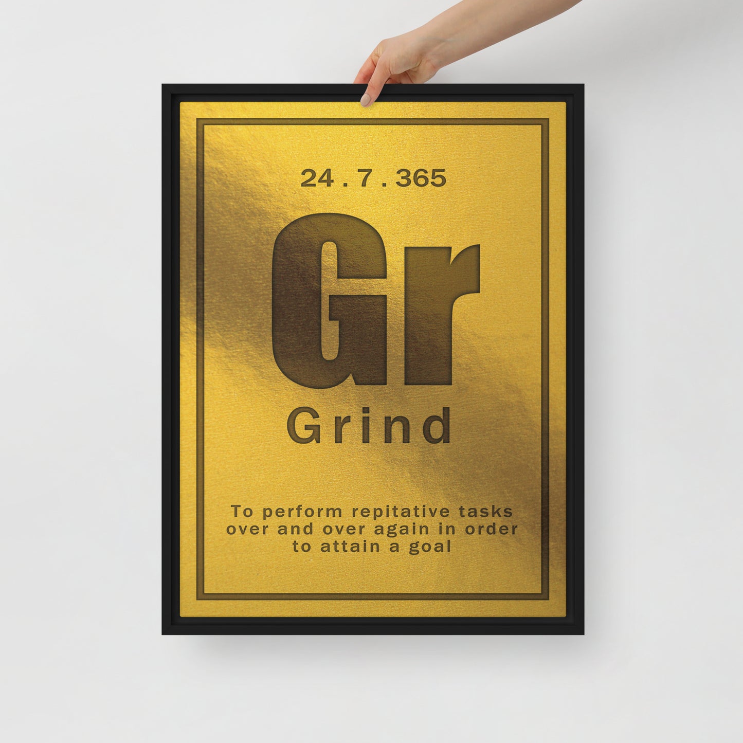 "Grind" Gold Framed Motivational Wall Canvas Art Home Decor - Hard Work Inspiration Quote - KingKanvas