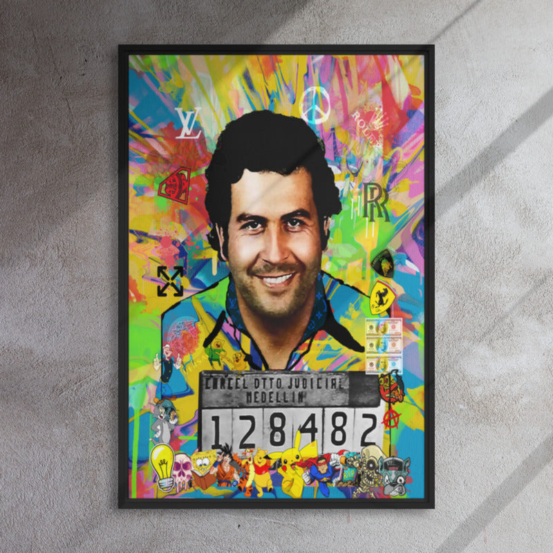 Framed Pablo Escobar Wall Canvas I Legendary Colombian Drug Lord | 24×36 Print Artwork - KingKanvas