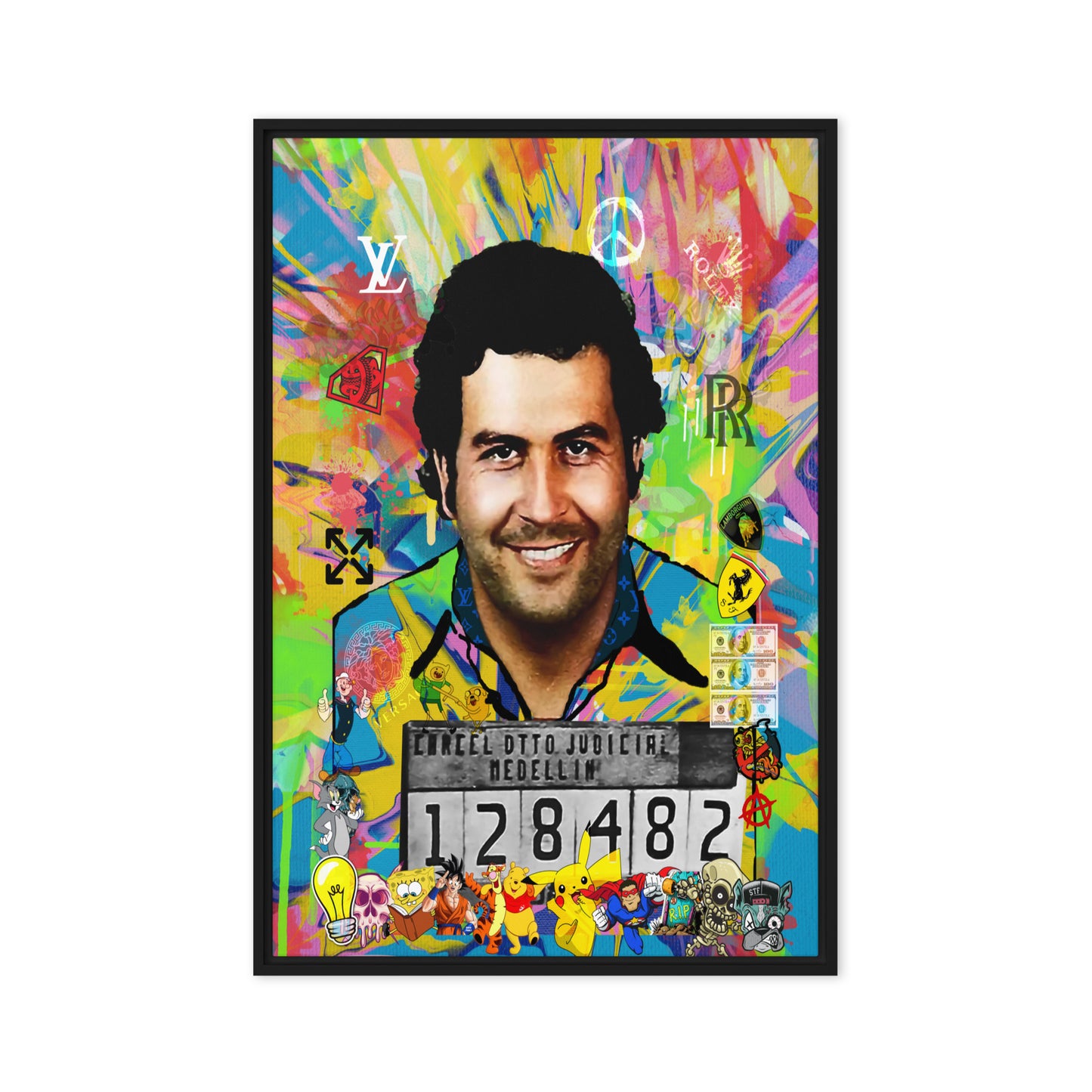 Framed Pablo Escobar Wall Canvas I Legendary Colombian Drug Lord | 24×36 Print Artwork - KingKanvas