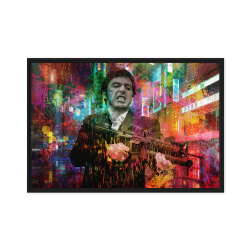 Scarface Wall Art Canvas Print Black Frame Al Pacino Movie Canvas | High Quality - KingKanvas