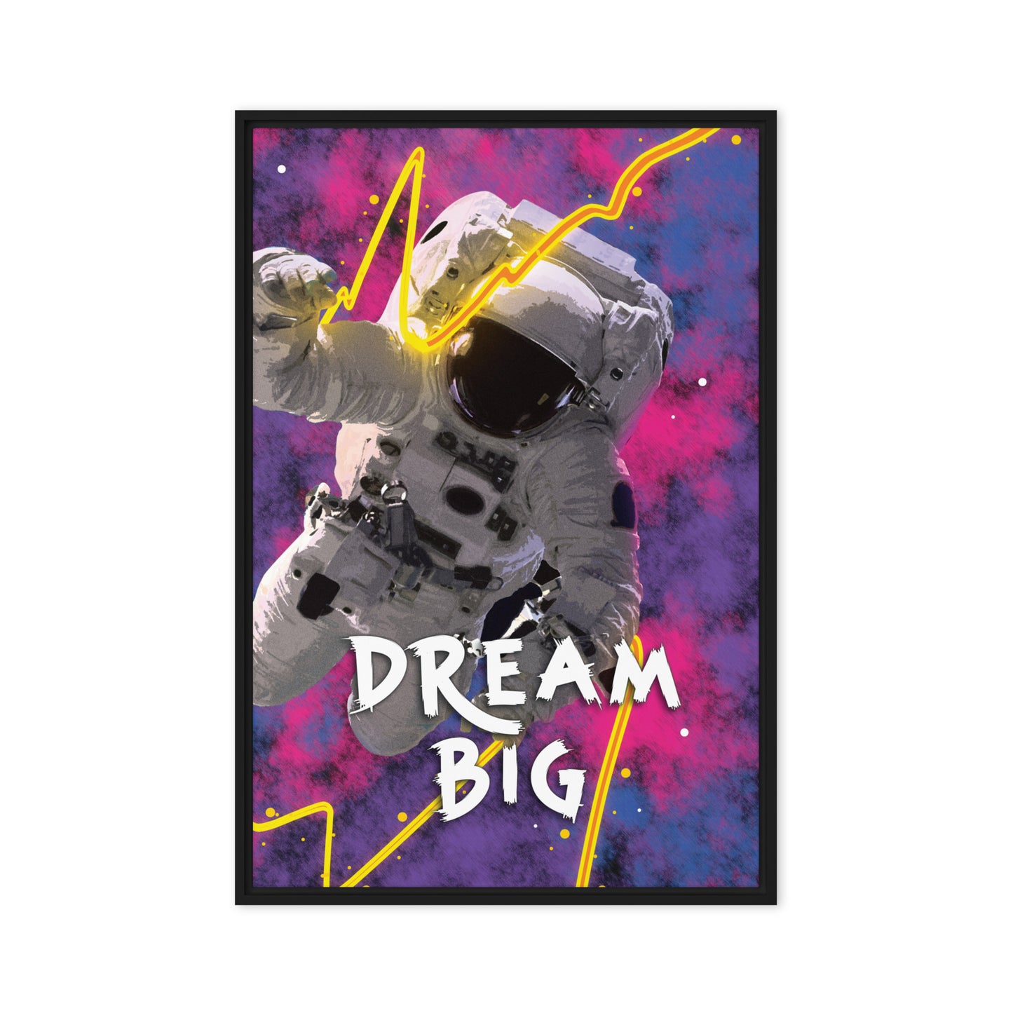 Motivational Framed Wall Canvas - Dream Big - Astronaut in Space - KingKanvas