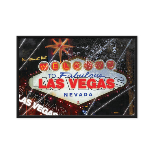 Framed Las Vegas Wall Art - Welcome to Las Vegas Sign Decor - Sin City Tourist Gift - KingKanvas