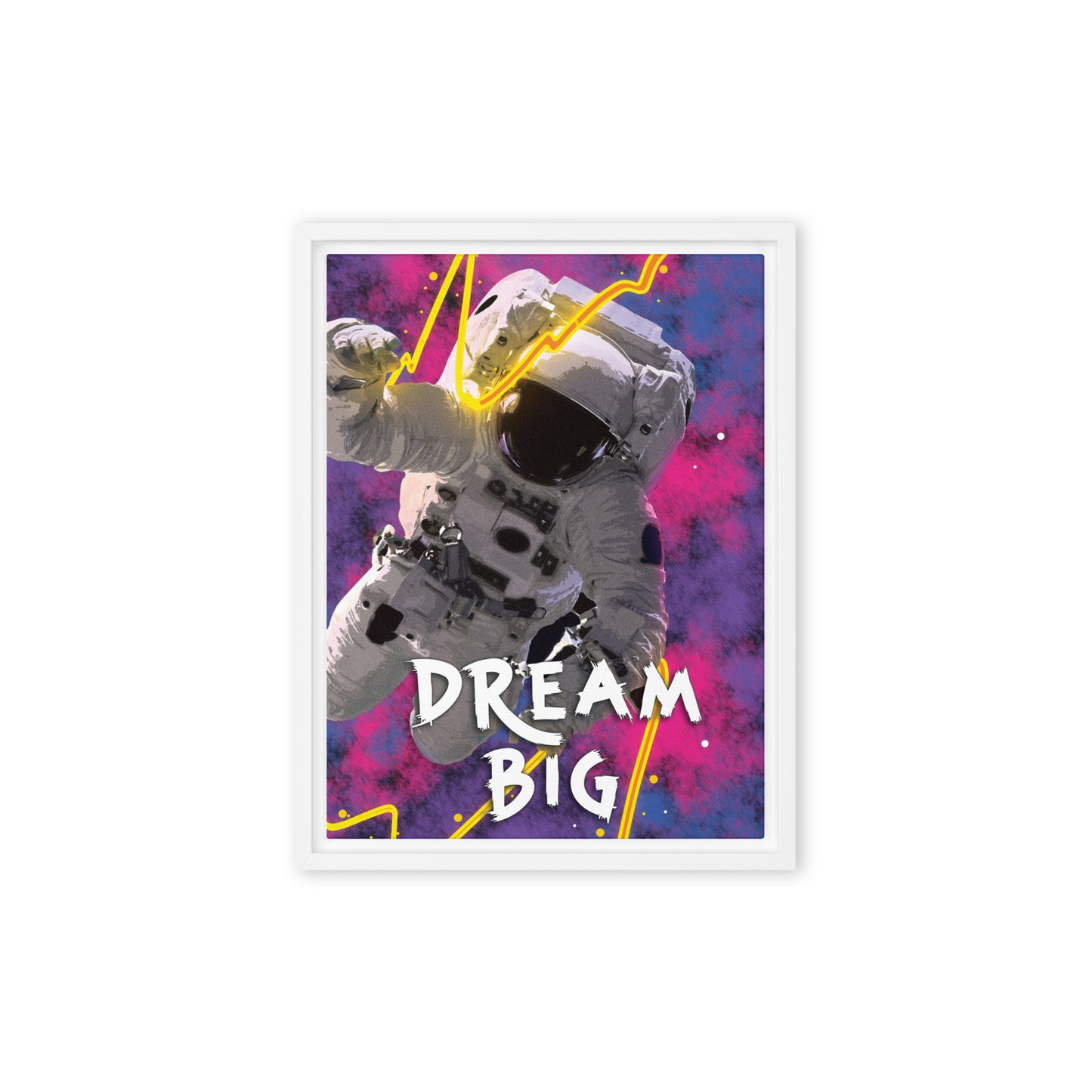 Motivational Framed Wall Canvas - Dream Big - Astronaut in Space - KingKanvas