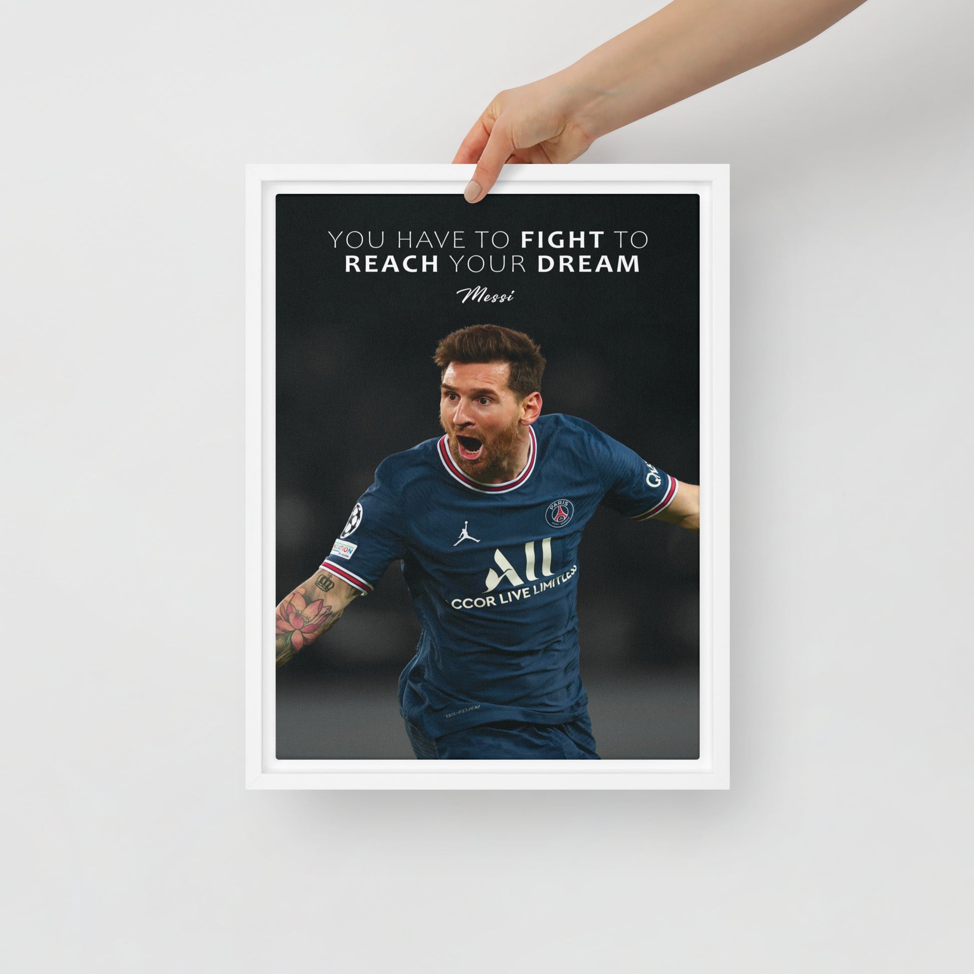 Authentic Lionel Messi Canvas Art Print - Fight to Reach Your Dream - Wall Decor - KingKanvas