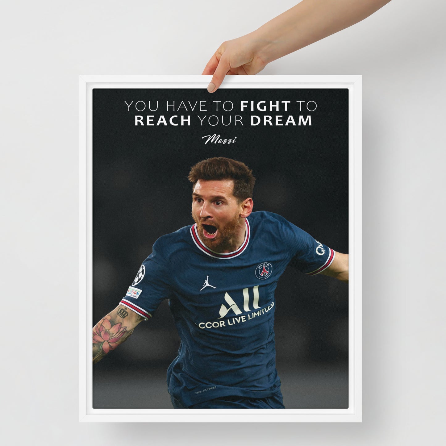 Authentic Lionel Messi Canvas Art Print - Fight to Reach Your Dream - Wall Decor - KingKanvas