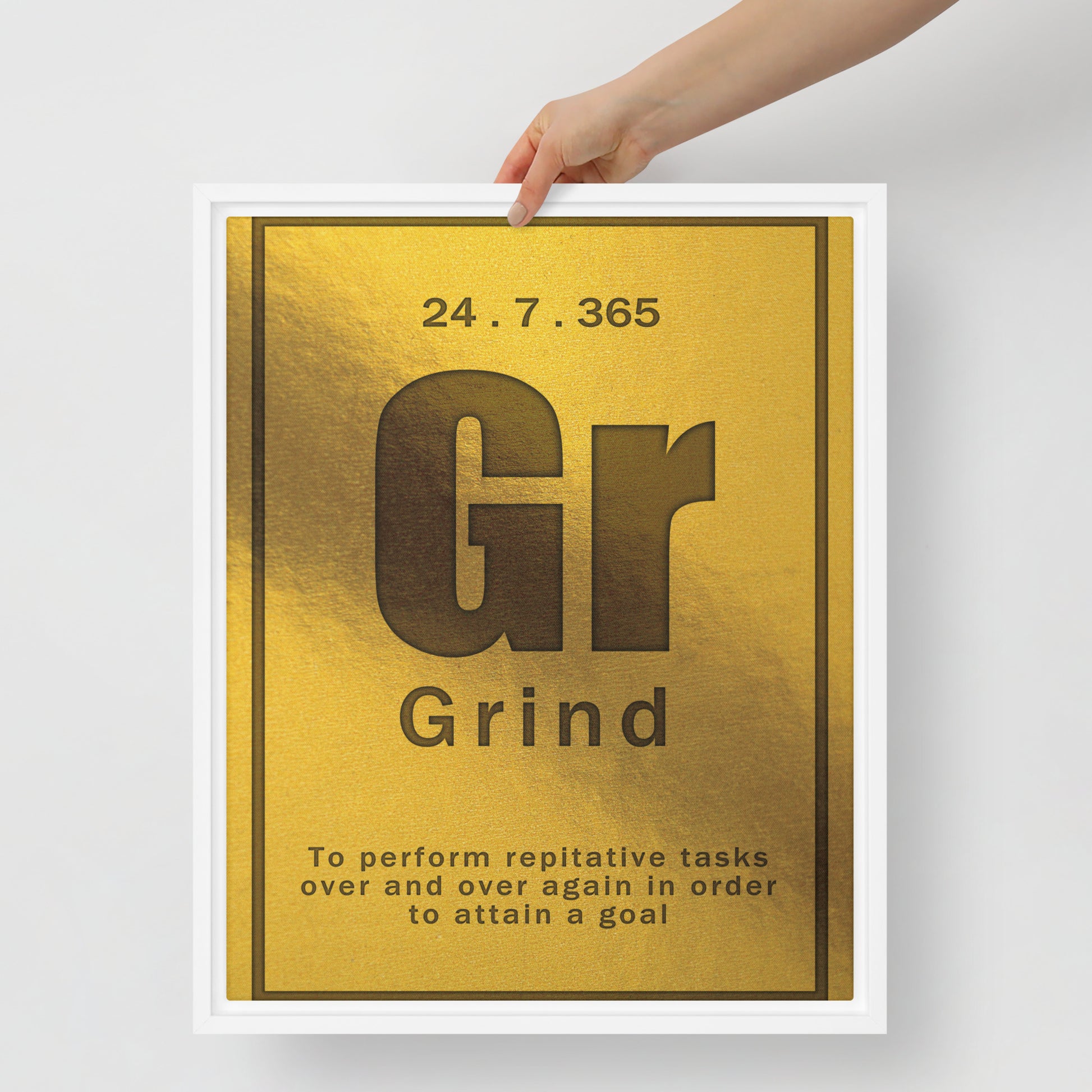 "Grind" Gold Framed Motivational Wall Canvas Art Home Decor - Hard Work Inspiration Quote - KingKanvas