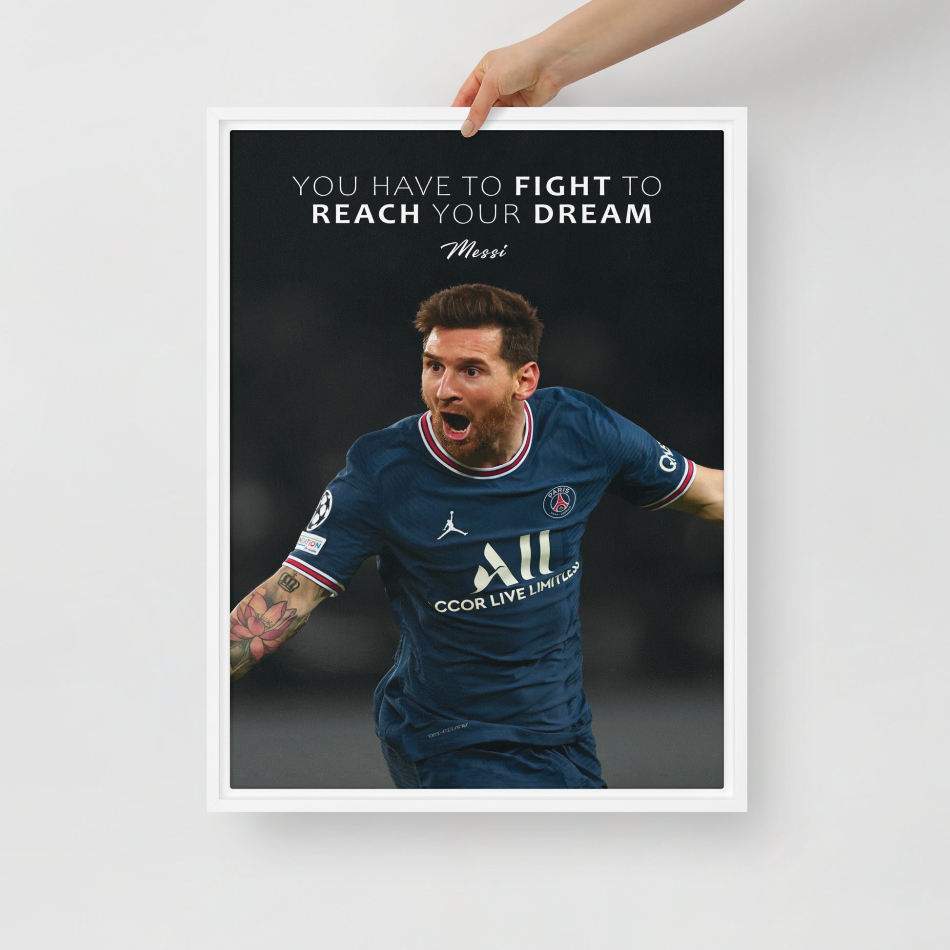 Authentic Lionel Messi Canvas Art Print - Fight to Reach Your Dream - Wall Decor - KingKanvas