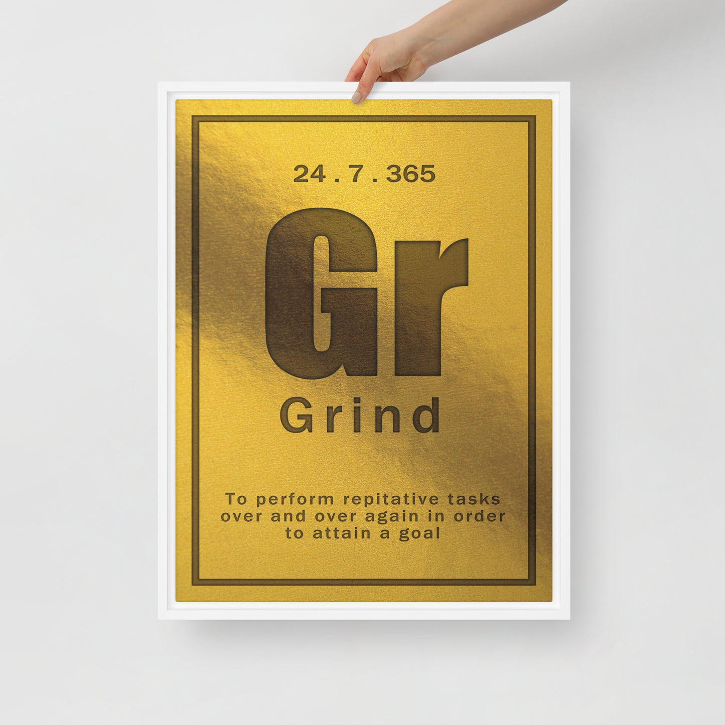 "Grind" Gold Framed Motivational Wall Canvas Art Home Decor - Hard Work Inspiration Quote - KingKanvas