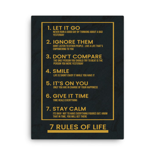 Motivational Wall Canvas: 7 Rules of Life - KingKanvas